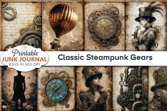 Preview of Classic Steampunk Gears Junk Journal