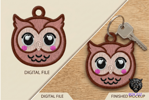 Cute Owl Keychain Embroidery Design