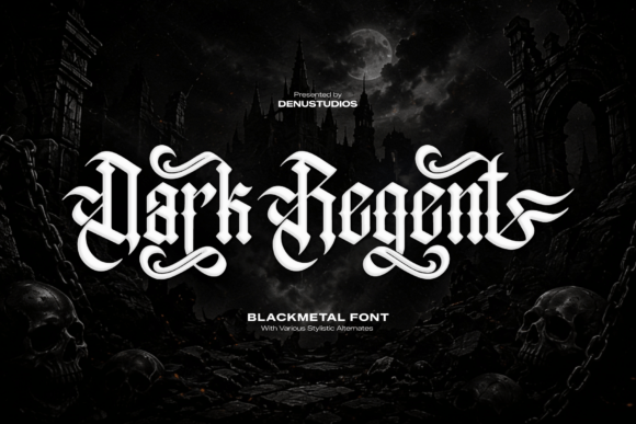 Preview specimen of Dark Regent blackletter font