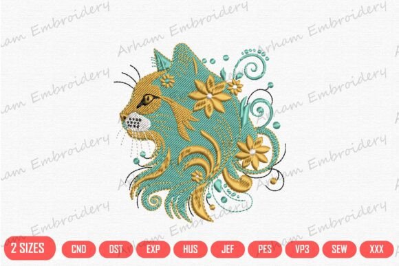 Elegant Floral Cat Head