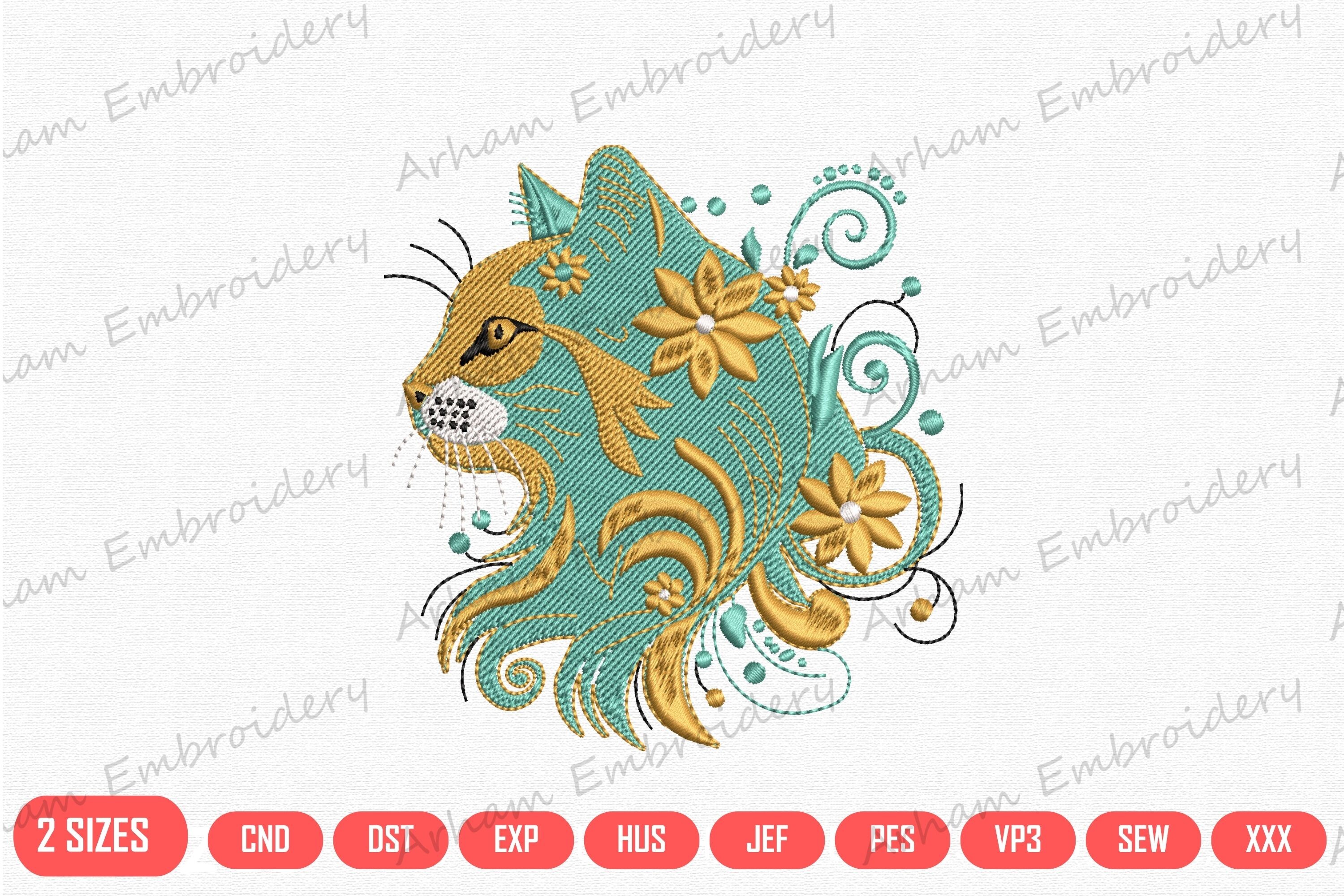 Elegant Floral Cat Head
