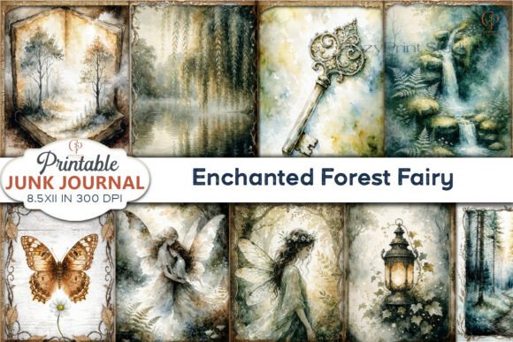 Preview of Enchanted Forest Fairy Junk Journal Page