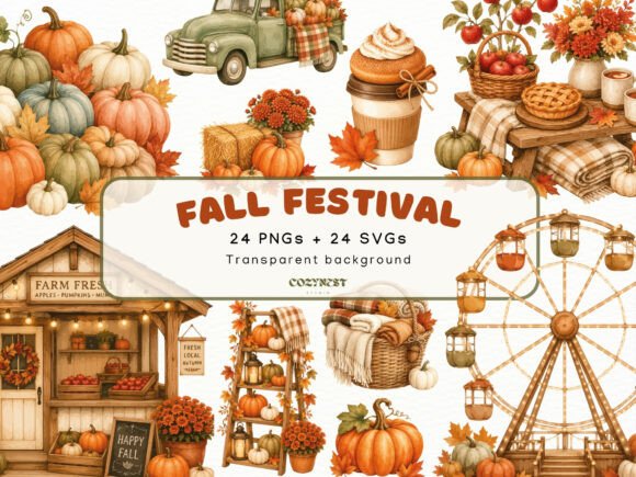 Fall Festival Watercolor Cliparts Autumn