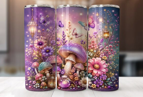 Fantasy Mushroom Butterfly Tumbler Wraps