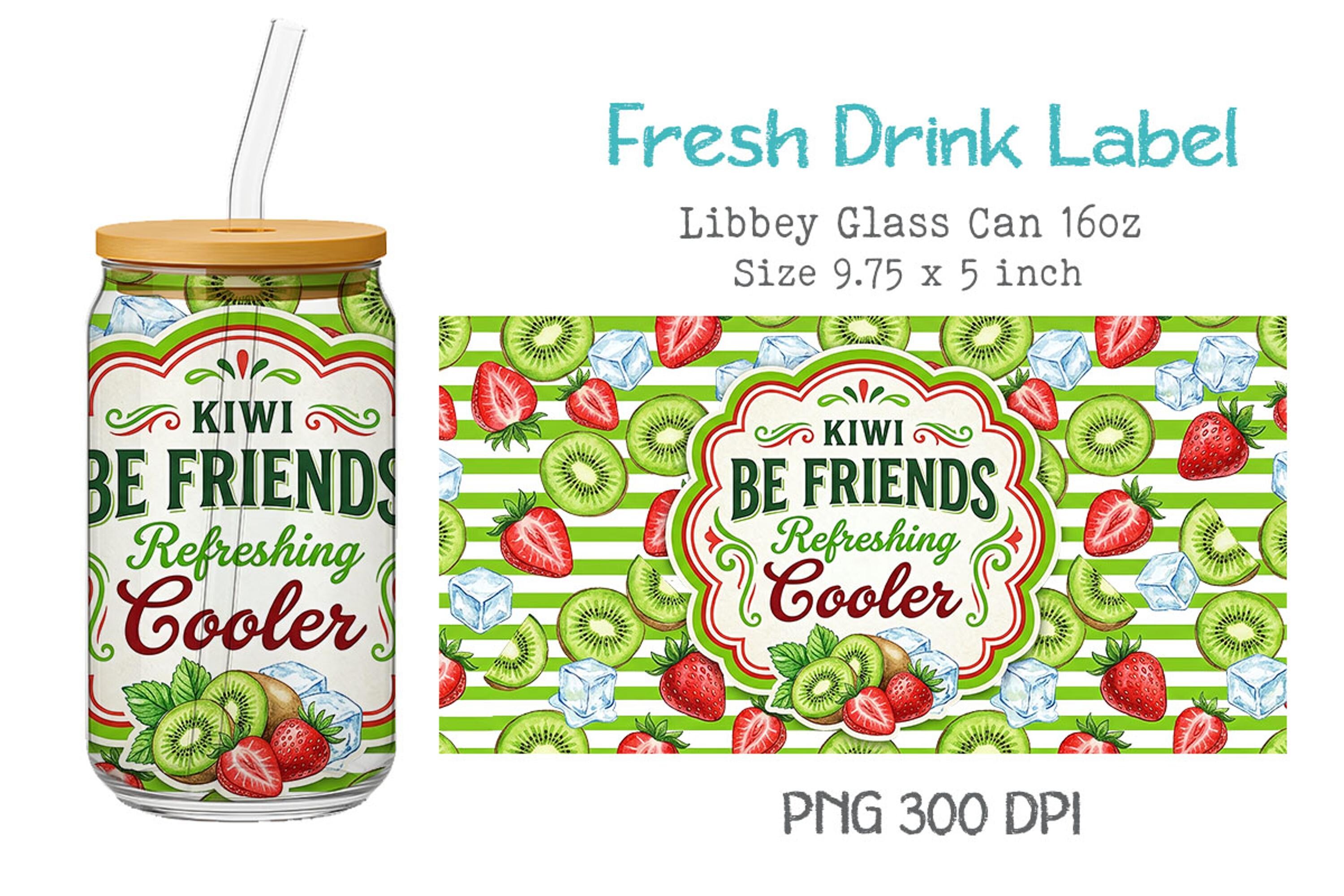 Fresh Drink Label 16oz Glass Can Wrap