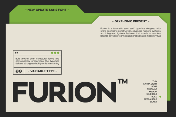 Preview specimen of Furion sans serif font