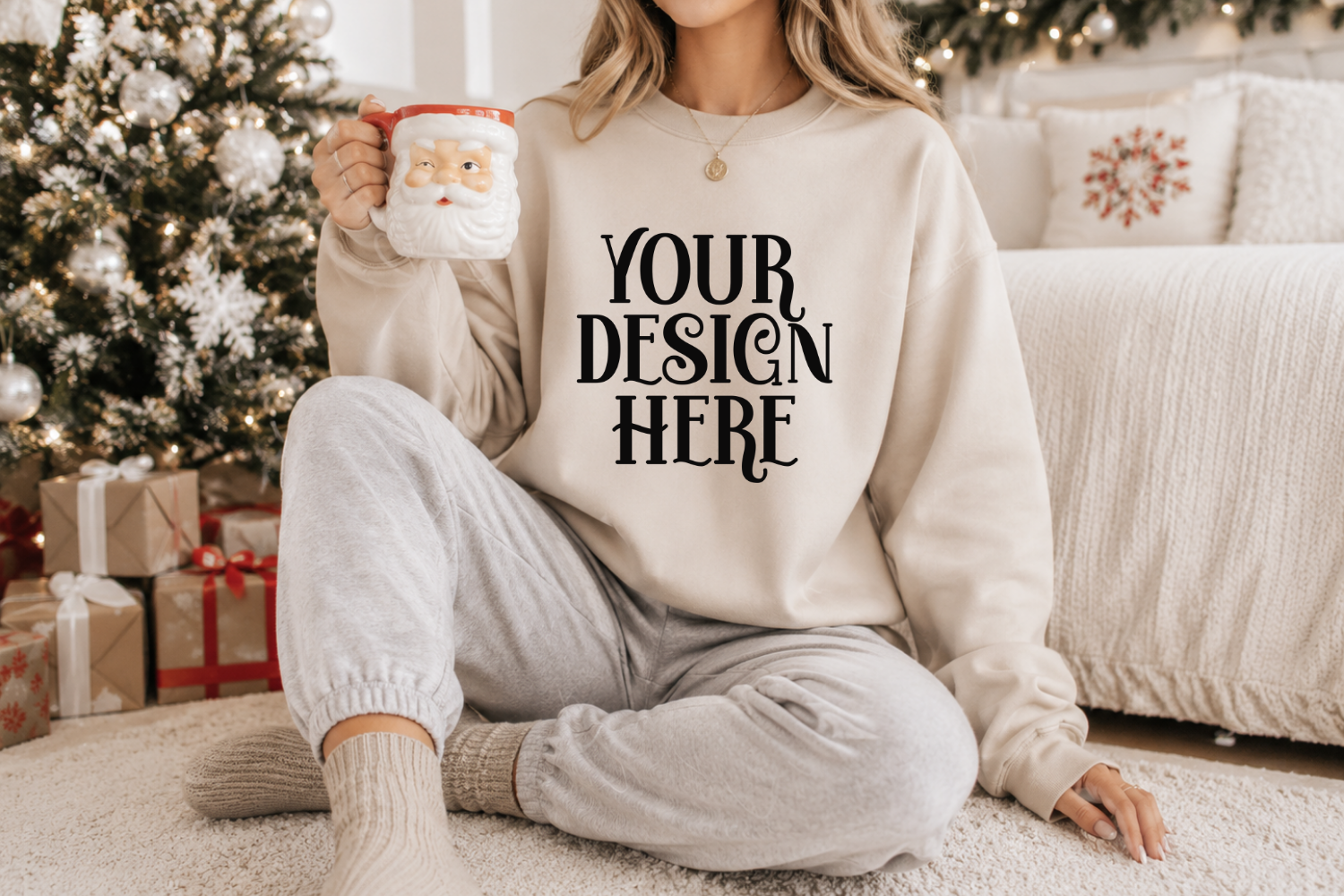 Gildan 18000 Sweatshirt Christmas Mockup
