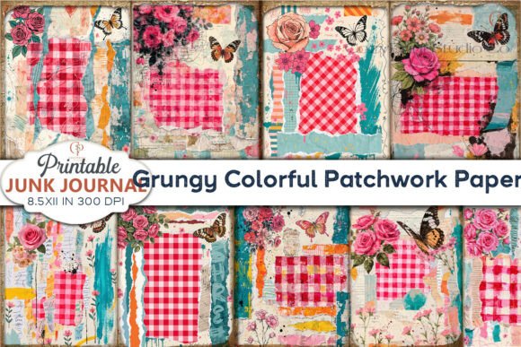 Preview of Grungy Colorful Patchwork Paper Journal