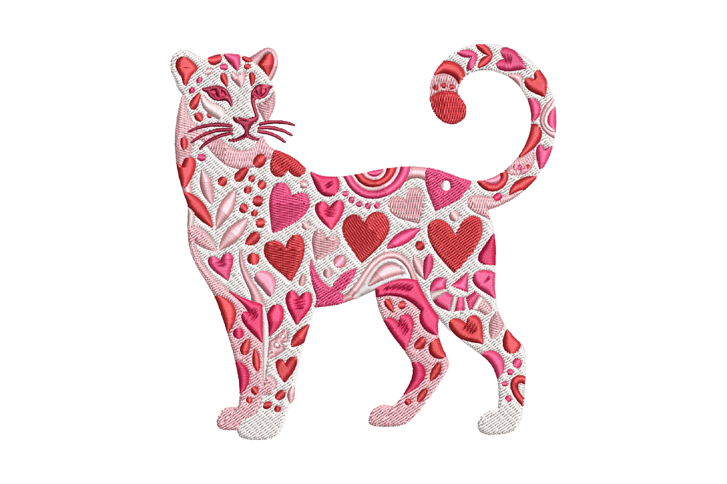 Heart Leopard Embroidery Design