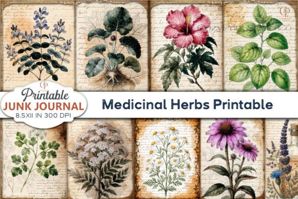 Preview of Medicinal Herbs Printable Junk Journal