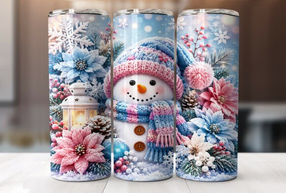 Pastel Winter Snowman 20oz Tumbler Wraps