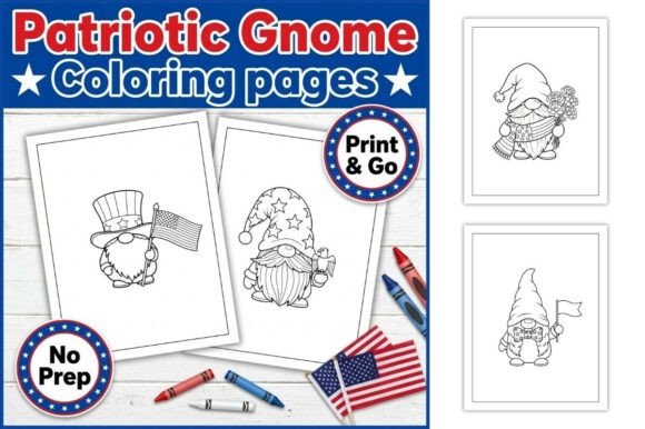 Patriotic Gnome Coloring Pages for Kids