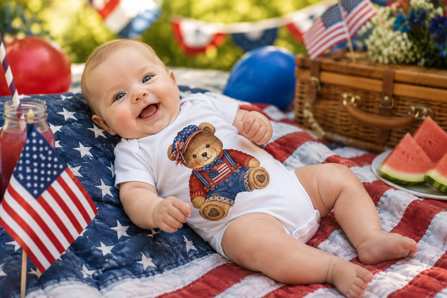 Patriotic PNG Bear Clipart 1