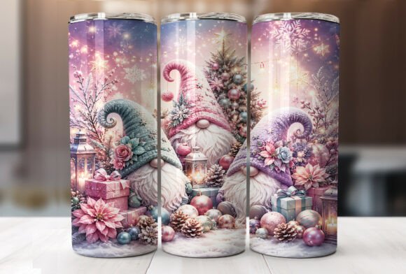 Pink Christmas Gnome 20oz Tumbler Wraps