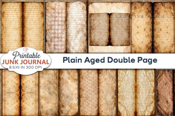 Preview of Plain Aged Double Page Junk Journal Page
