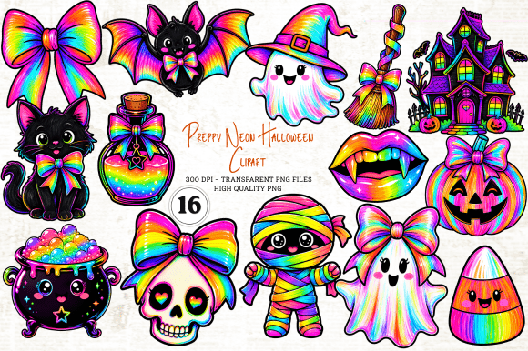 Preppy-Neon-Halloween-Clipart-Graphics-1