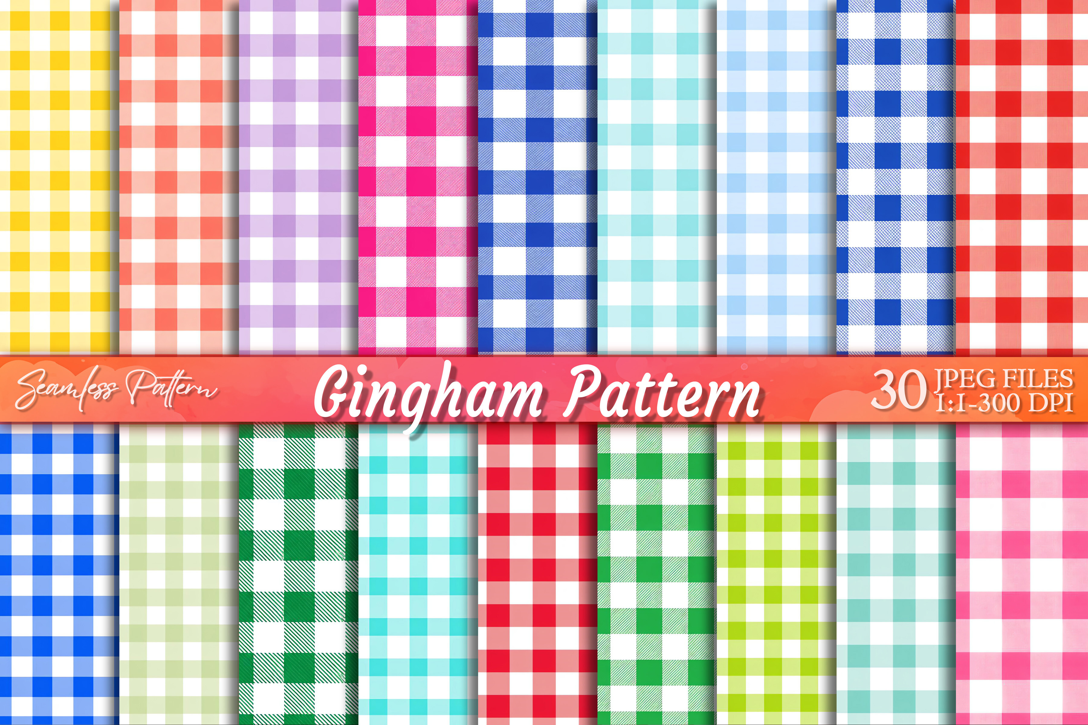 Seamless Gingham Pattern Digital Paper