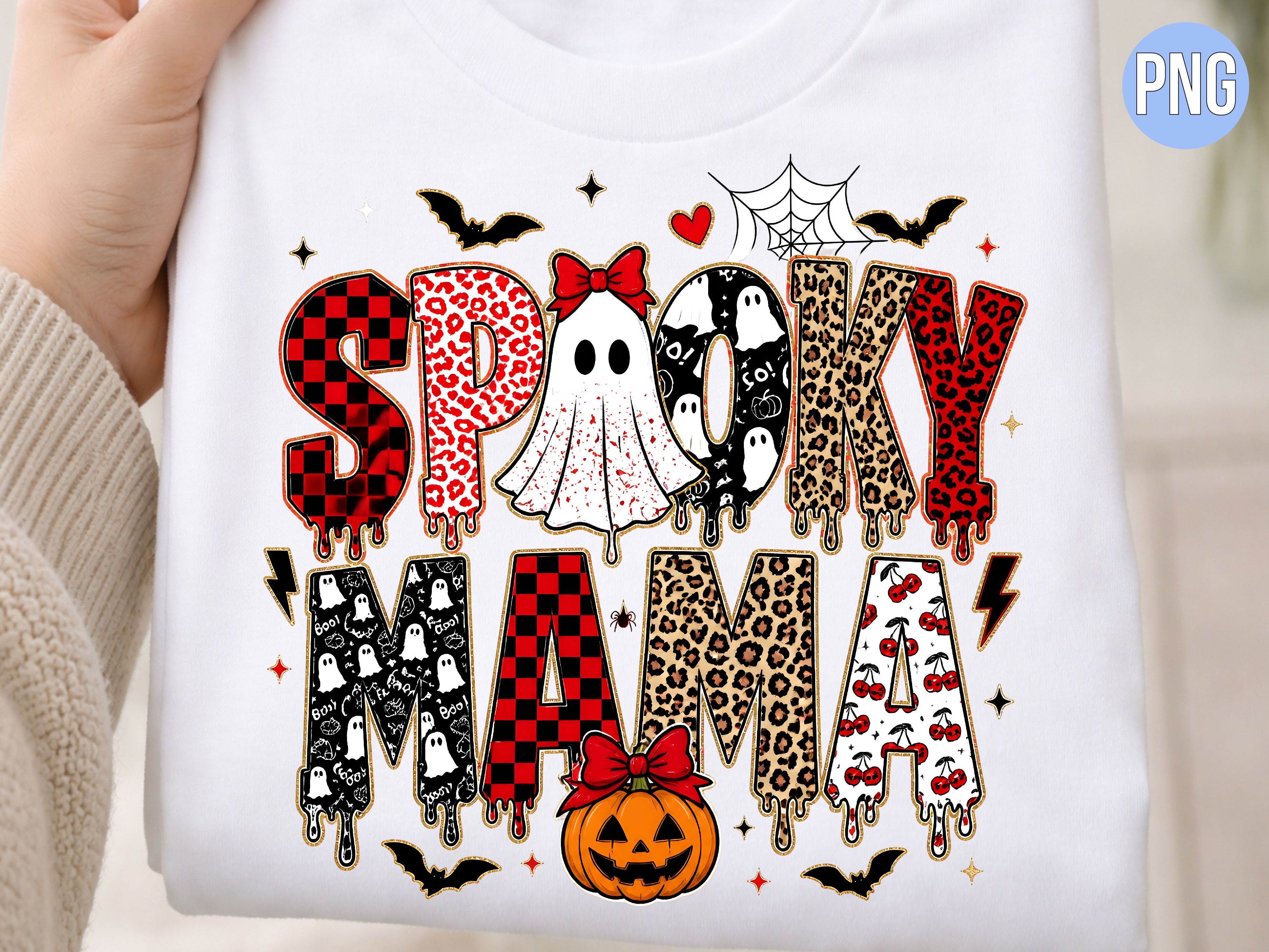 Spooky Mama Cheetah — Halloween PNG design preview