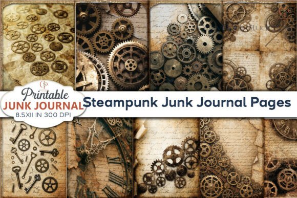 Preview of Steampunk Junk Journal Pages | Printable