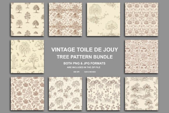 Toile De Jouy Tree Pattern BUndle