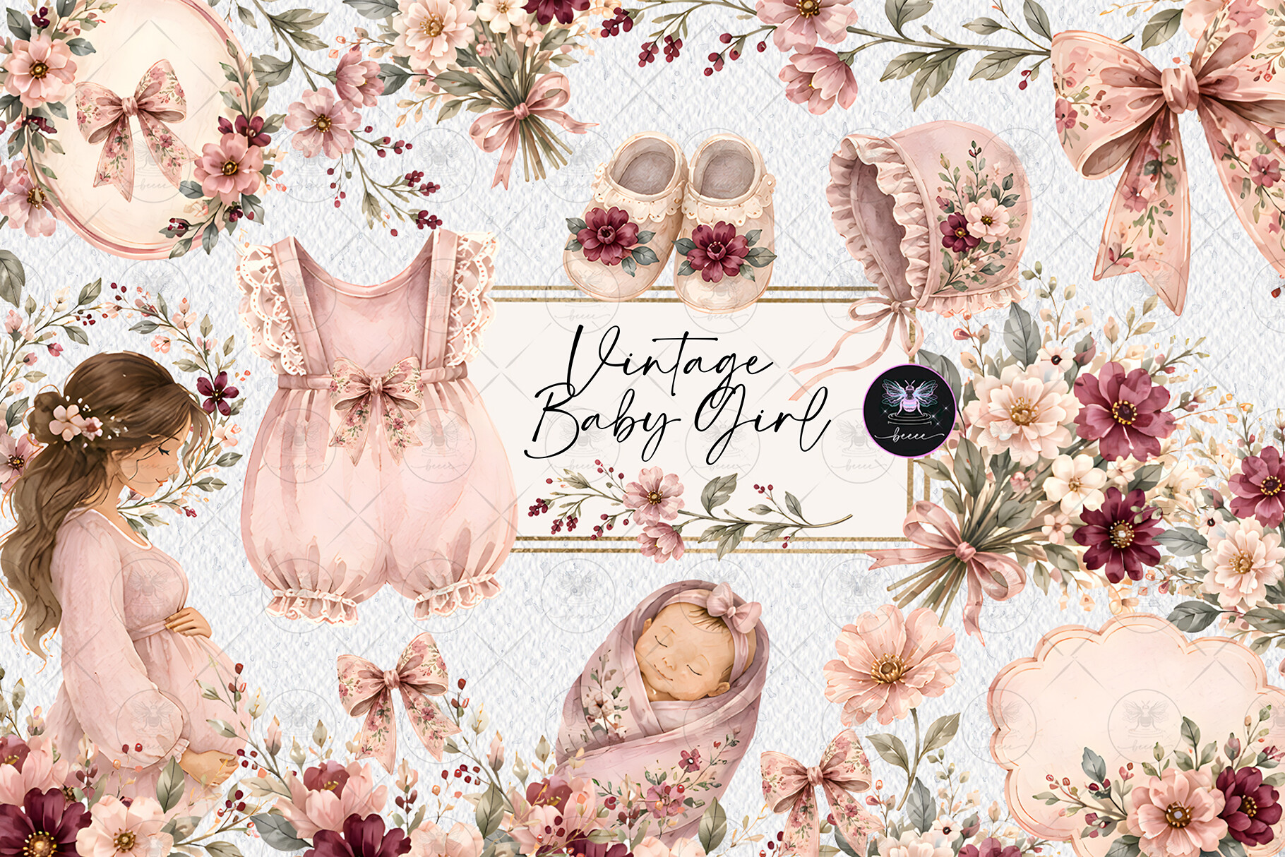 Vintage Baby Girl Clipart - photo 1
