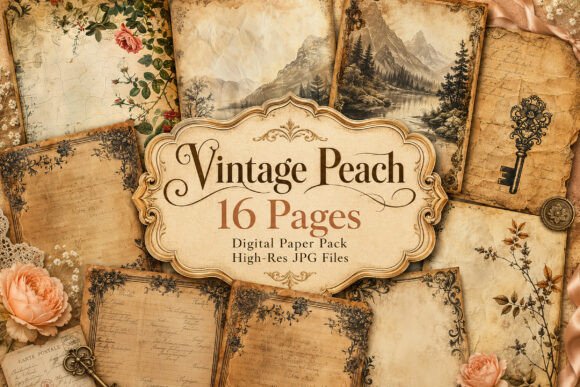 Preview of Vintage Botanical Junk Journal Pages