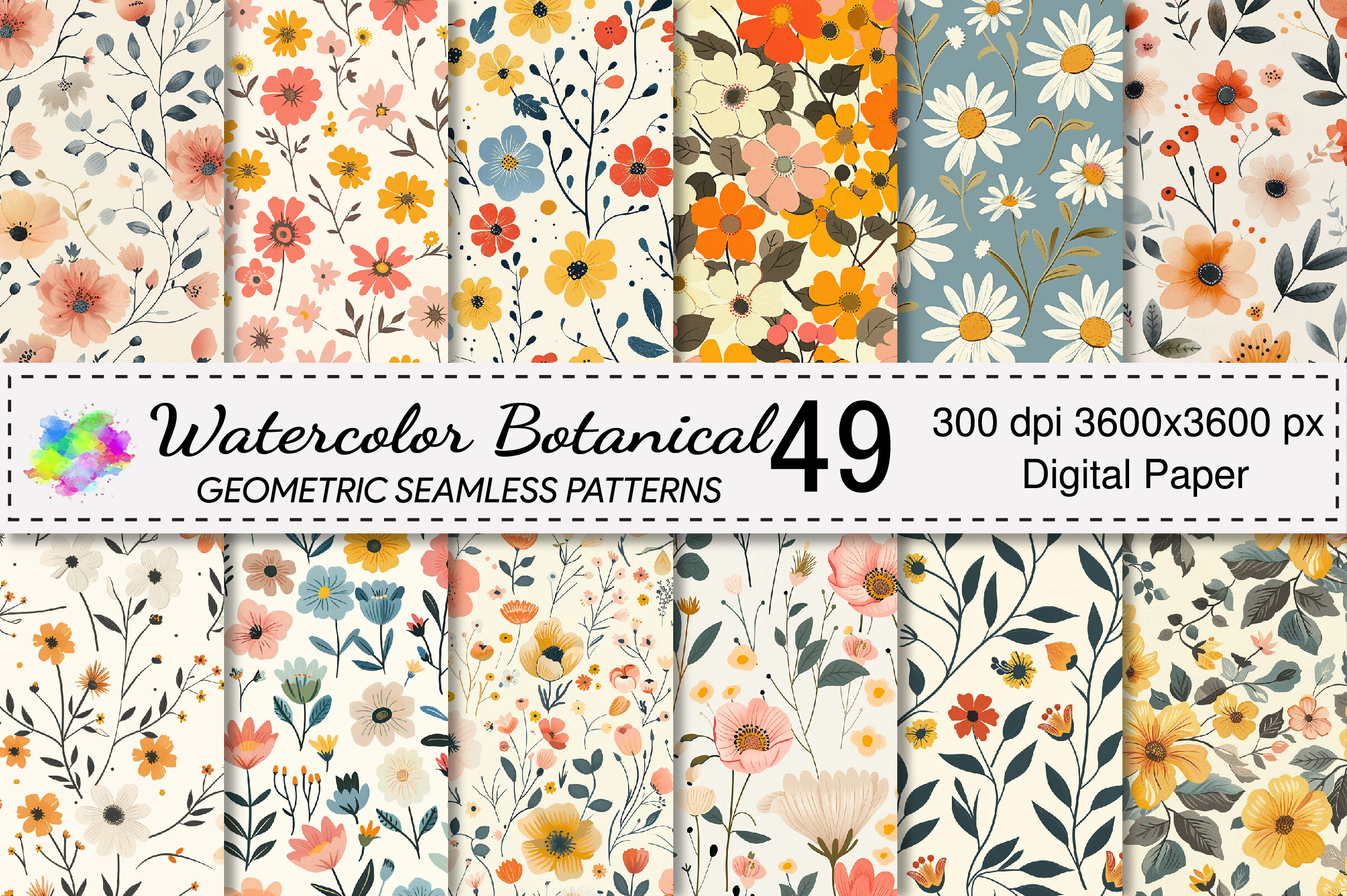 Watercolor Botanical Seamless Pattern Graphic by Lazy Panda · Creative ...