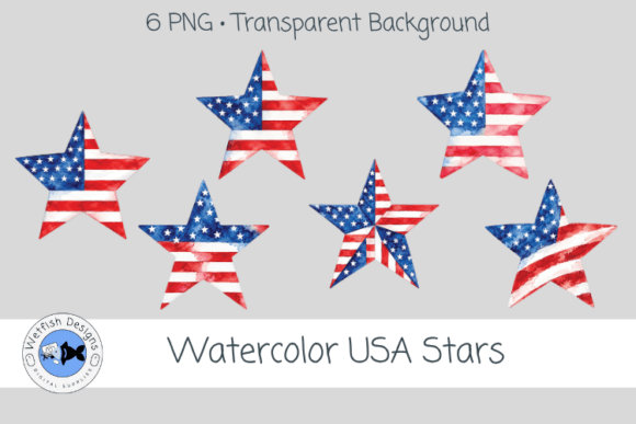 Watercolor PNG USA Stars
