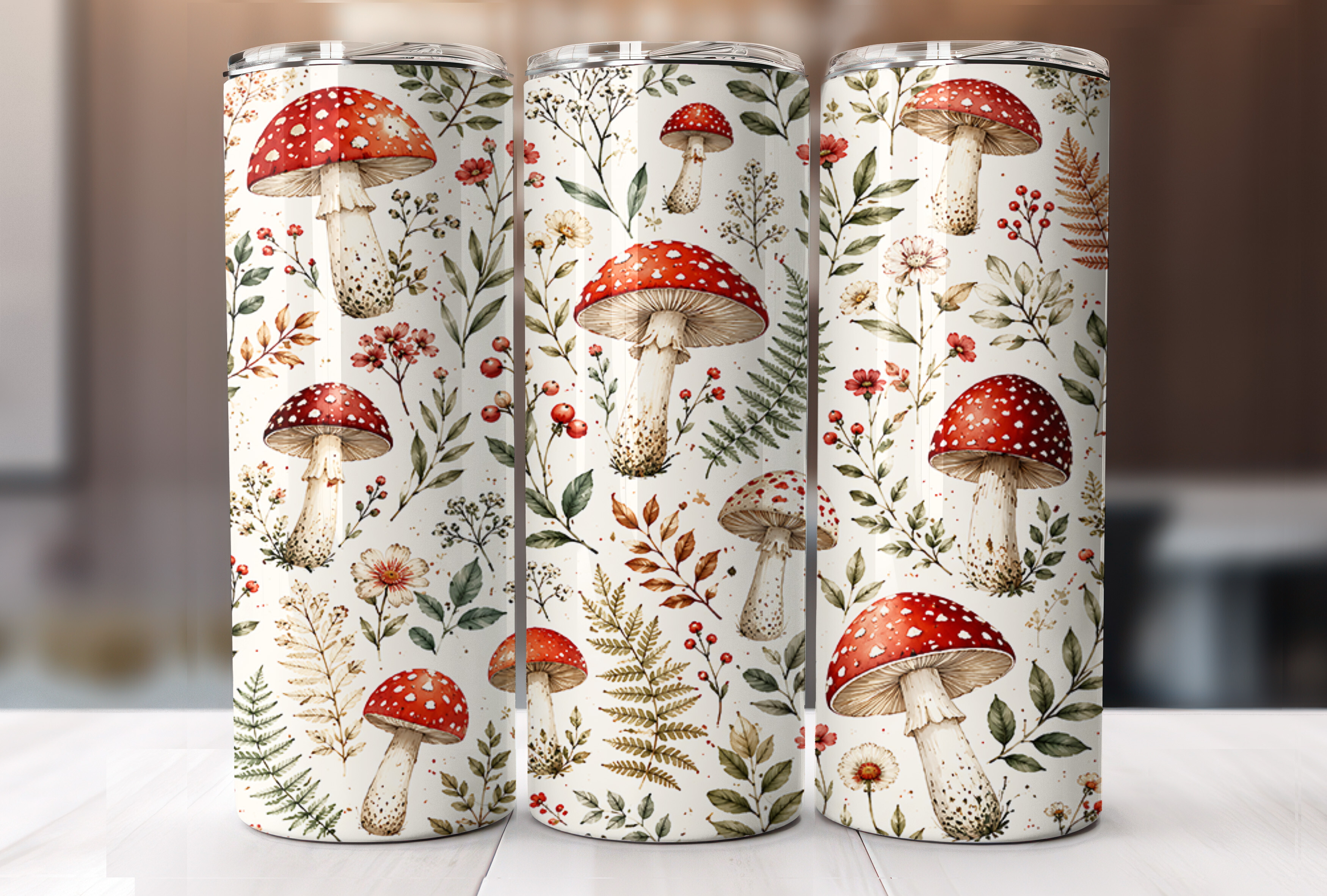 Woodland Mushroom Forest Tumbler Wraps