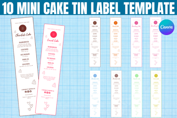 10 Mini Cake Tin Label Canva Template