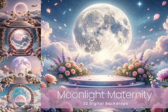 Preview of 32 Moonlight Maternity Digital Backdrops digital backdrop