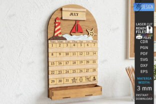 3D Wooden Perpetual Calendar Laser Cut · Creative Fabrica