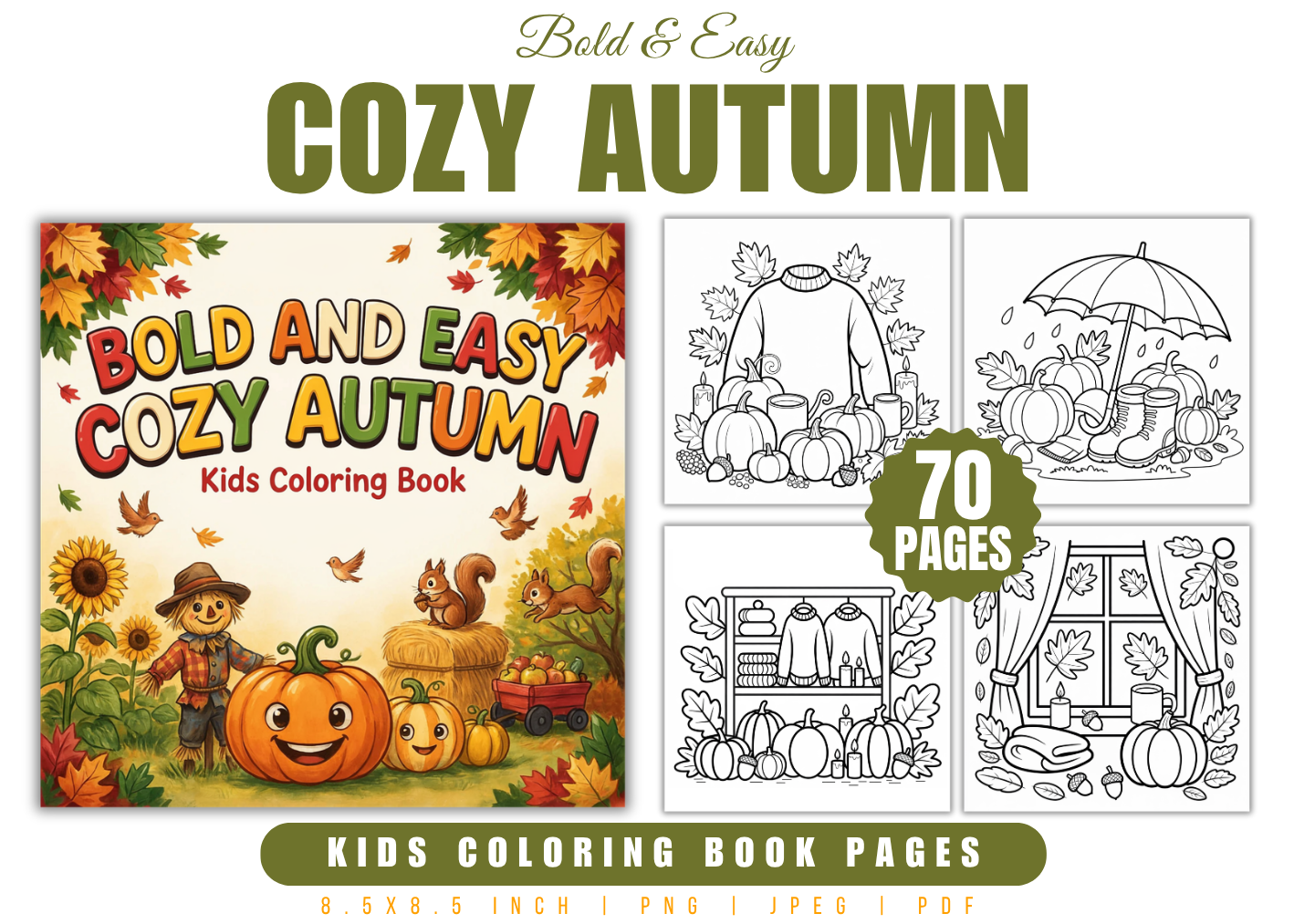 Bold & Easy Cozy Autumn Coloring Book