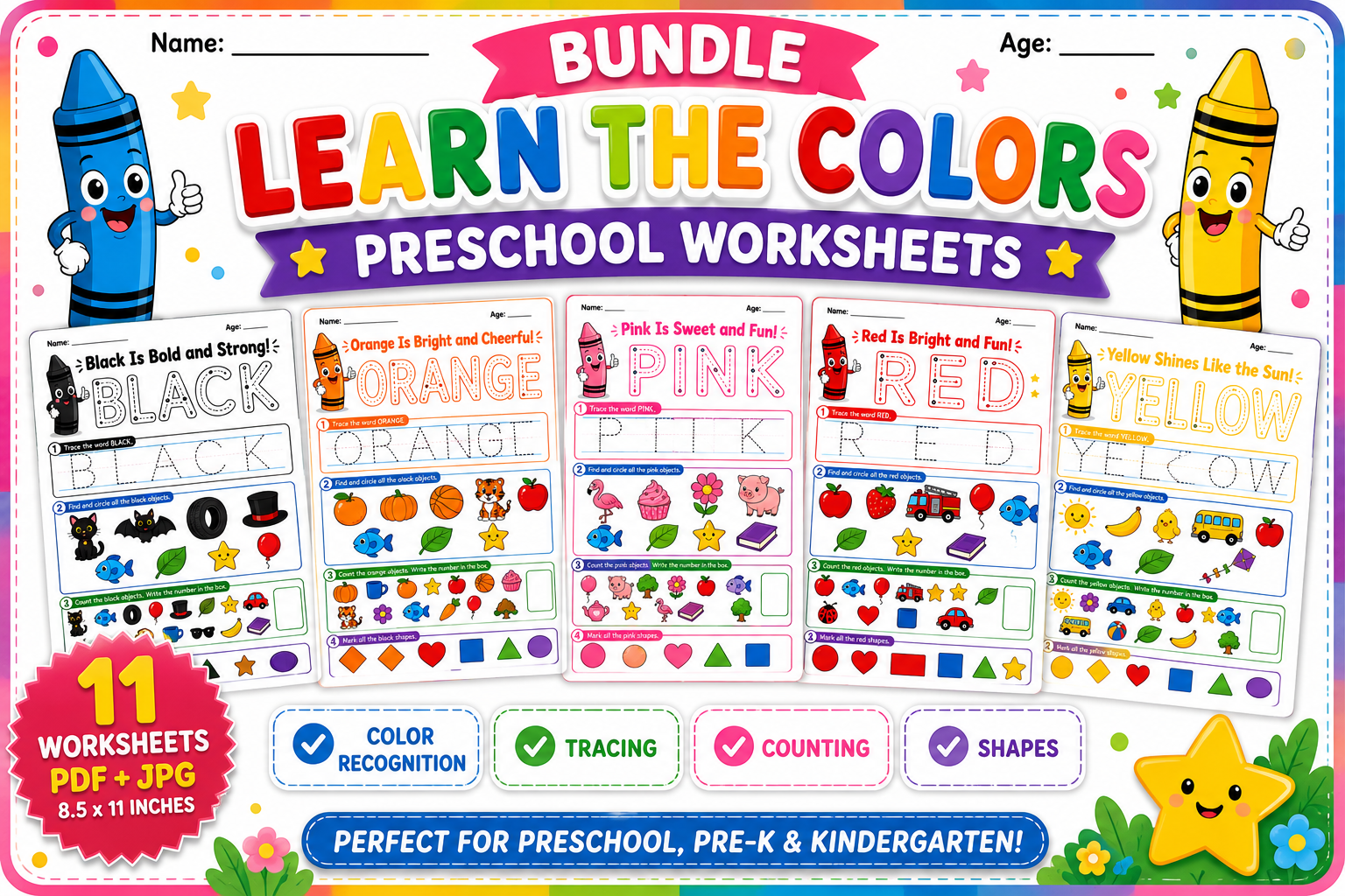 Bundle Learn the Colors Preschool Worksh