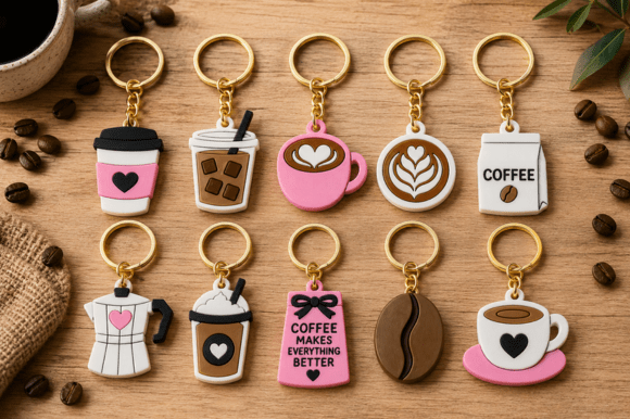 Cafe Coffee Charm Pack - 10 Unique 3D Print Models - Image 3