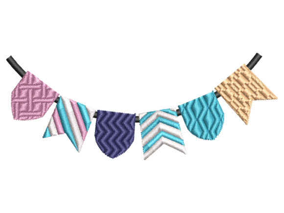 Colorful Party Bunting Embroidery Design