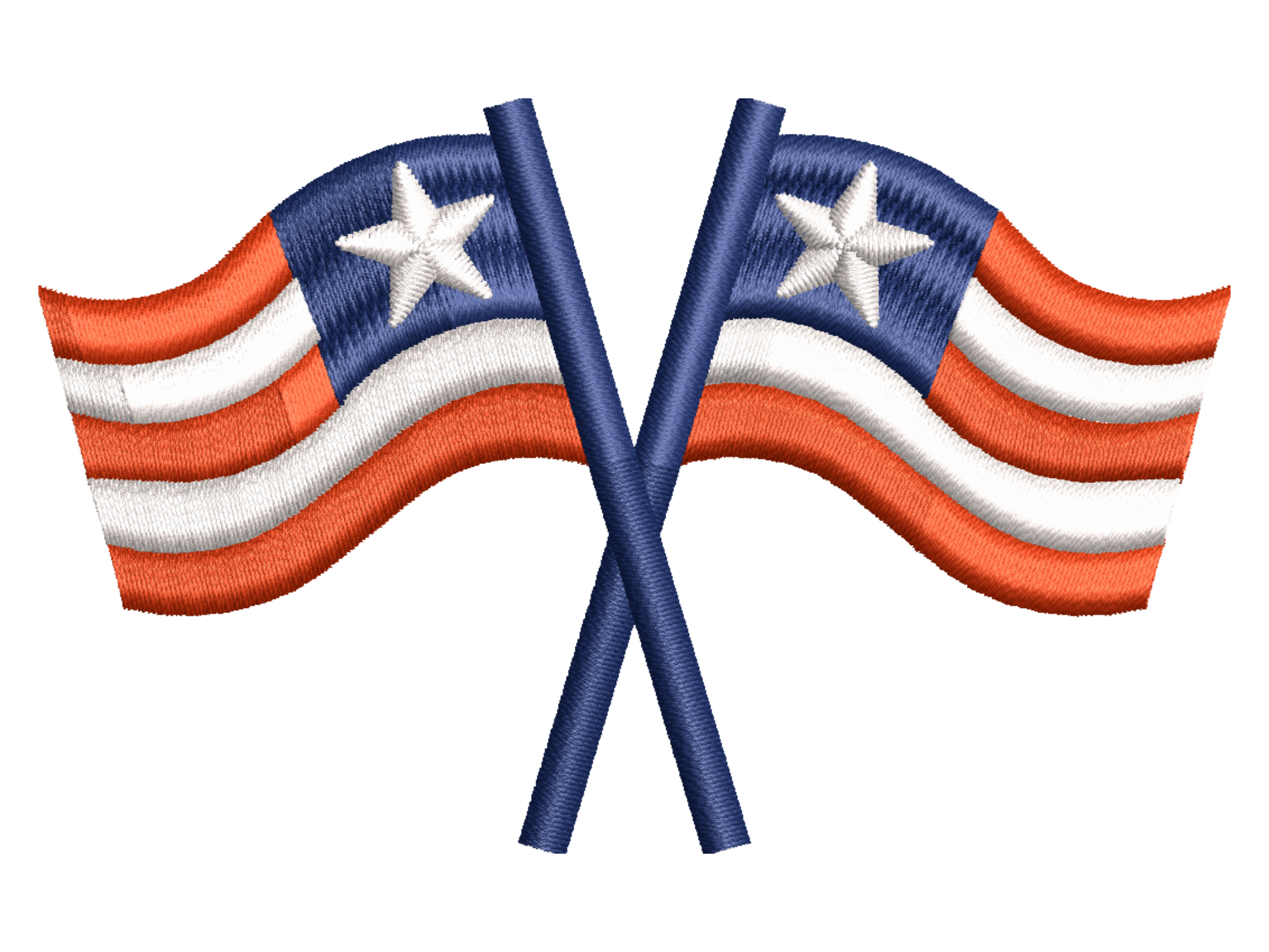 Crossed USA Flags Embroidery