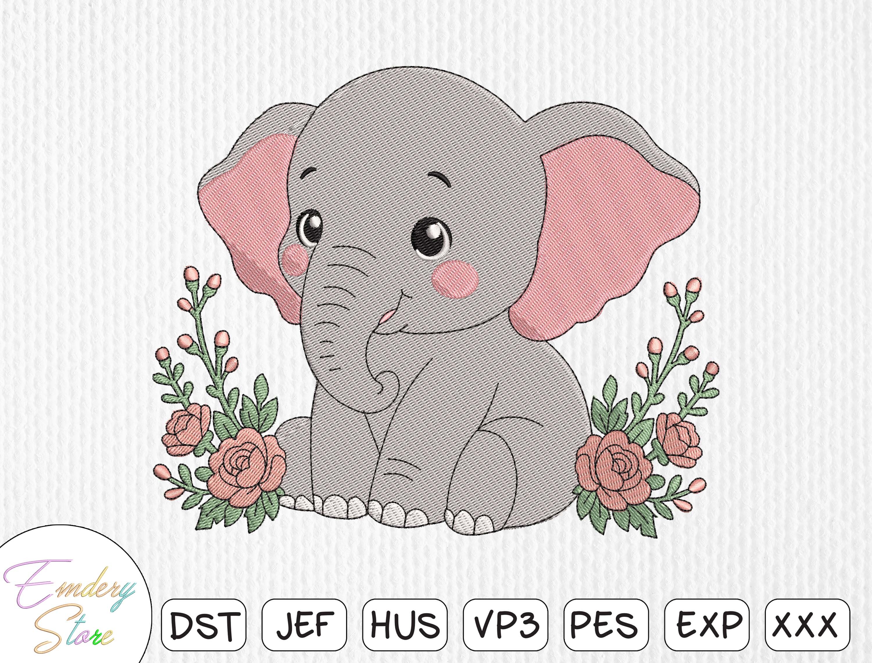 Cute Baby Elephant Embroidery Design