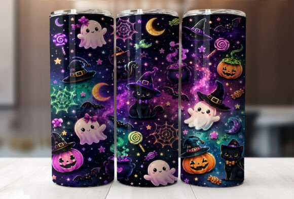 Cute Halloween Ghost Cat Tumbler Wraps