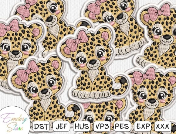 Cute Leopard Embroidery Patch Design