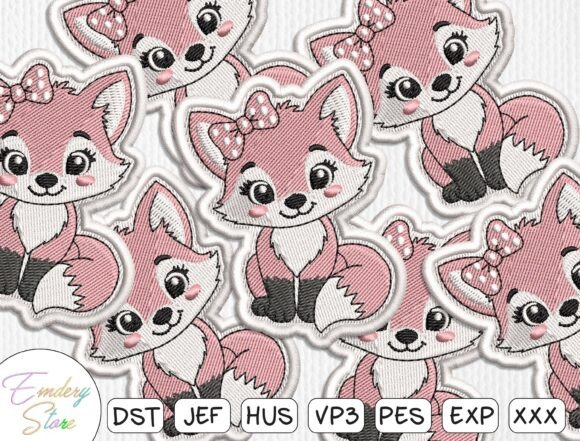 Cute Pink Fox Embroidery Patch Design