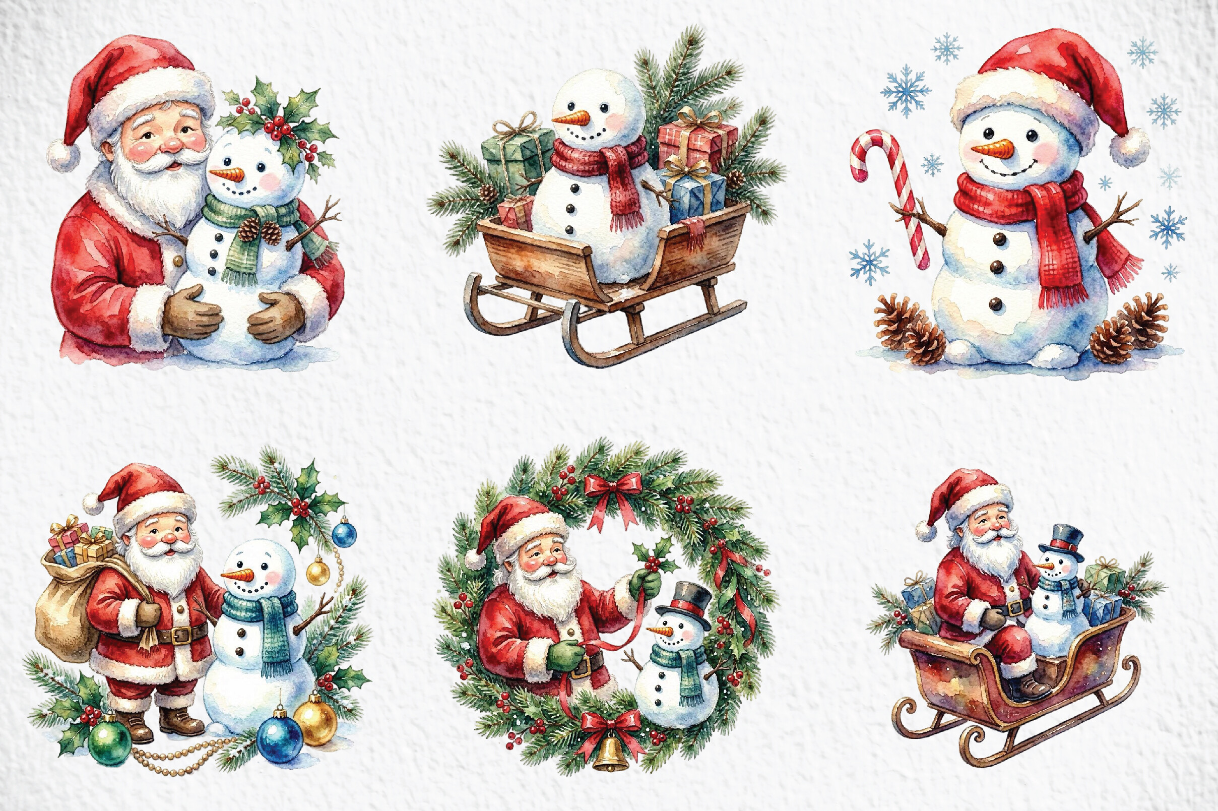 Cute Santa Snowman Christmas Clipart - photo 2