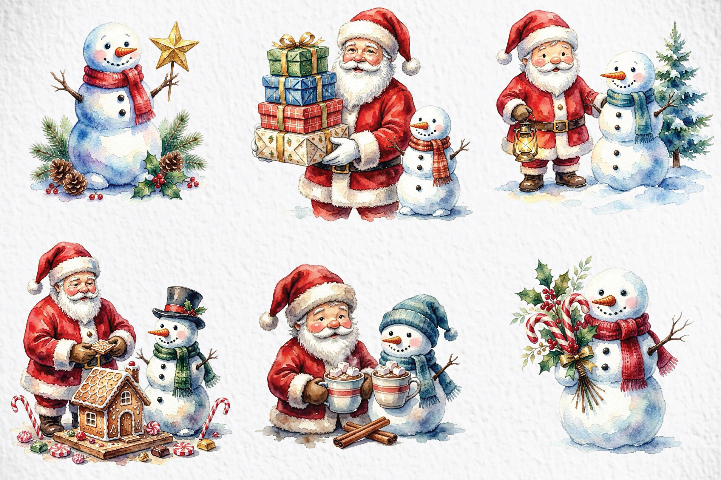 Cute Santa Snowman Christmas Clipart - photo 3
