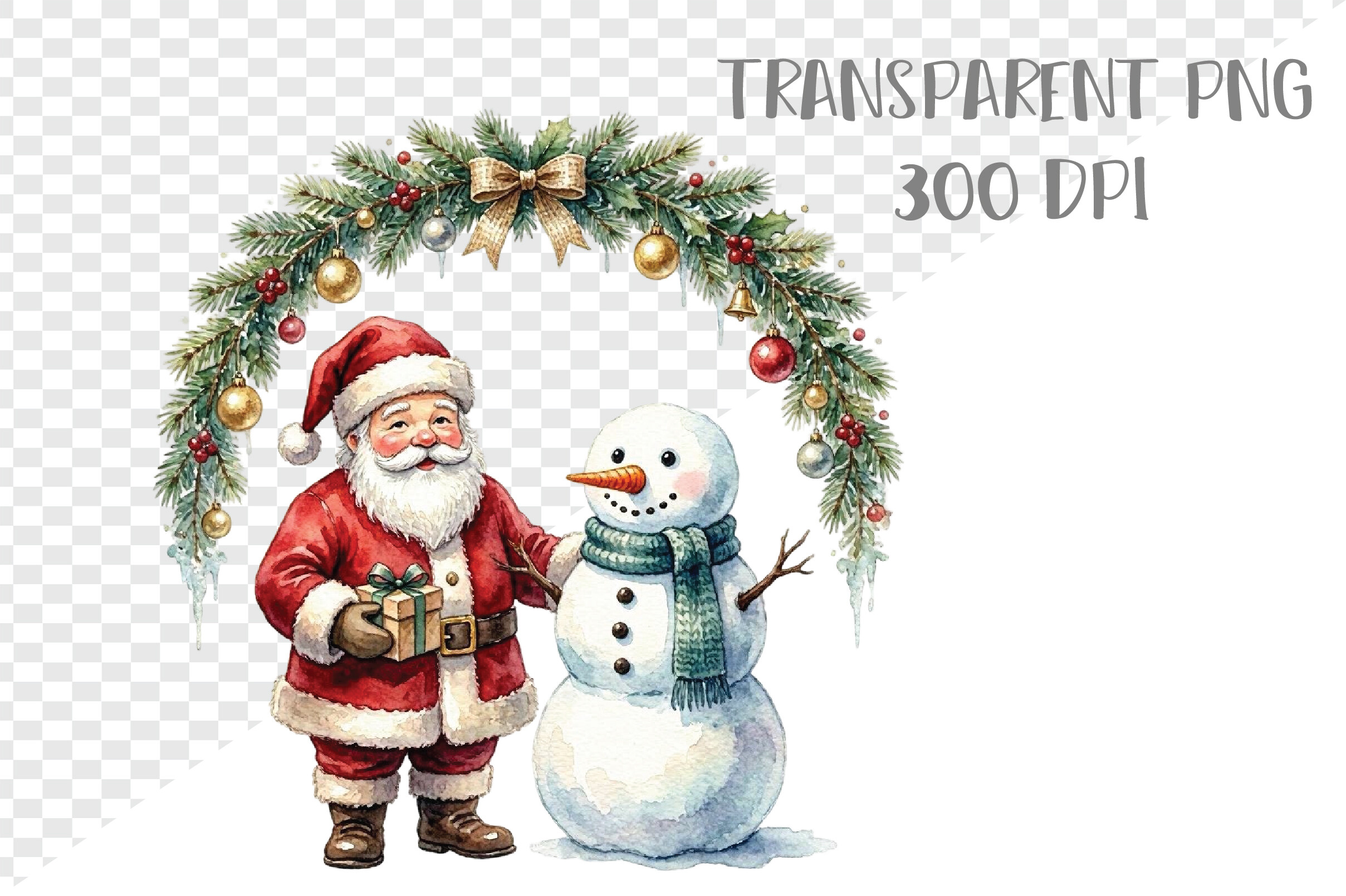 Cute Santa Snowman Christmas Clipart - photo 4
