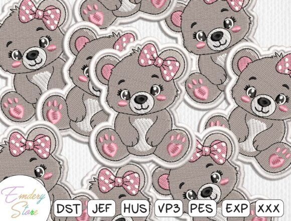 Cute Teddy Bear Embroidery Patch Design