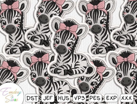 Cute Zebra Embroidery Patch Design