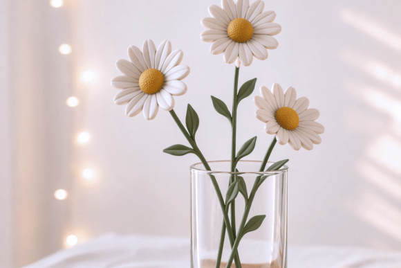 Daisy Floral Decor STL – Modular 3D Print Flower & Vase Decor File - Image 1