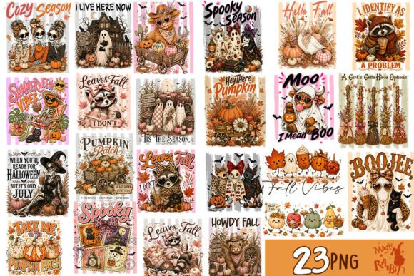 Fall Halloween Sublimation Bundle - 23 PNG Files - Image 2