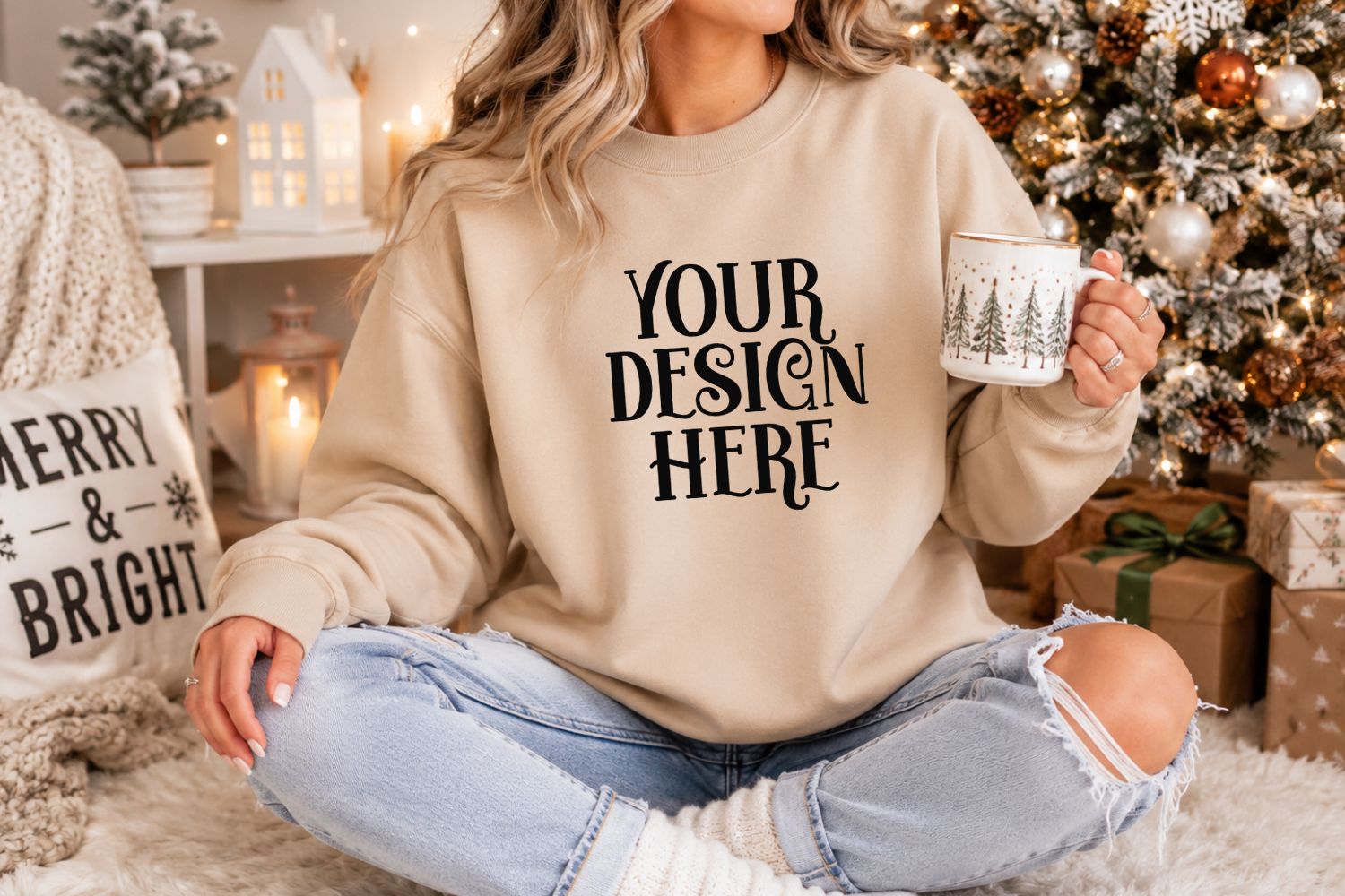 Gildan 18000 Sweatshirt Christmas Mockup