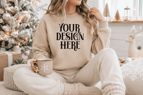 Gildan 18000 Sweatshirt Christmas Mockup Graphic Product Mockups By Real POD Mockups